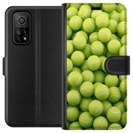 Yhteensopiva Lompakkokotelo Xiaomi Xiaomi Mi 10T Pro 5G Vihreiden tennispallojen kuvio korkealla tarkkuudella, urheilullinen motiivi toistettavalla te