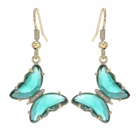 korvakoukut Butterfly Green Glass S925 Neulakorvakorut pallolle