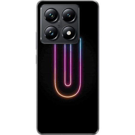 Yhteensopiva Puhelinkuori Xiaomi Xiaomi 14T Minimaalinen neonkirjain U kirkkaalla valaistustehosteella mustaa taustaa vasten