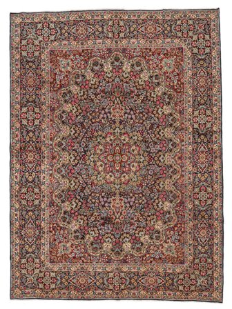 Hand Knotted Kerman Sherkat Farsh Rug 291X400 Wool Brown/Dark Red Large