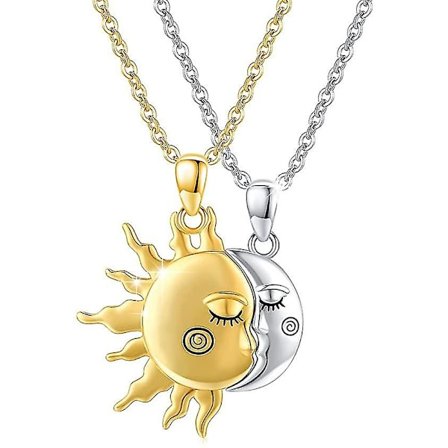 Sol Måne Par Halskjede 925 Sterling Sølv Sol Og Måne Halskjede Sett Bff Par Vennskap Matchende Sol Måne Halskjede Smykker For Kvinner Menn
