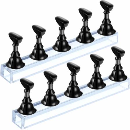 2 st Akryl Nageldisplay Stativ Nagelspets Övningshållare, Svart