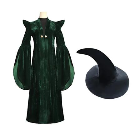 Korkea Laatu Professori Minerva McGonagall Cosplay Puku Mekko Vihre Kapea Sametti Roolipeli Viitta Halloween Karnevaali Puku Kuten Kuvassa as show XS