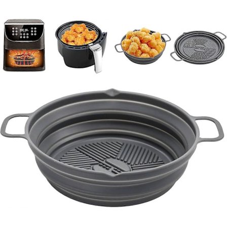 Silikonform Luftfritös Tillbehör, Återanvändbar Luftfritösform Vikbar Luftfritöskorg Multifunktionell Skålinsats för Luftfritös, Mikrovågsugn, Ugn