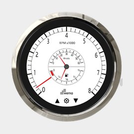 Digitaal motorinstrument Wema MFG, 3", 12 V / 9 - 32 V, NMEA 2000, met touch / touchscreen