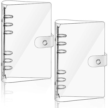 2 Pieces Transparent Soft Pvc 6-ring Binder Cover Snap Button Closure Loose Leaf