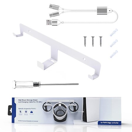 VR Seinäteline PS VR2 -kuulokkeille Säilytysteline latauskaapelilla ja ruuveilla