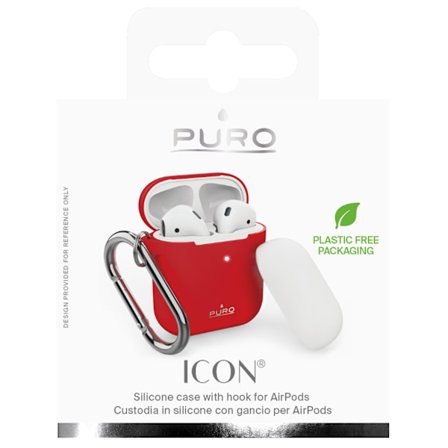 Silicon Case for AirPods 2016/19 w/carabin, Red