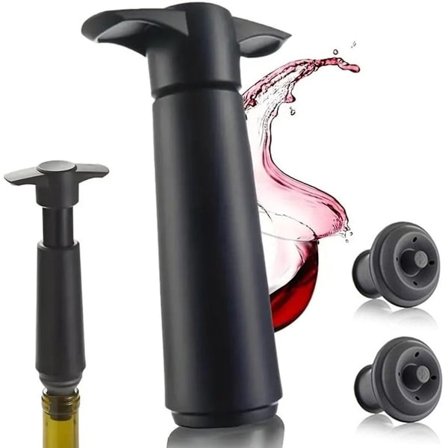 Vin vakuumpumpe med 2 propper - Rødvin vakuumpropp (1 pumpe + 2 propper)