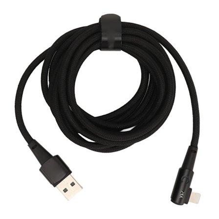 Til Iphone-opladerledning 90 grader 6,6 fod Let at tilslutte 2,4A hurtigopladningskabler Ledning retvinklet USB-opladerkabel Sort