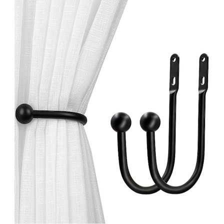 Gardinstangsholdere Gardinholdere Enkel Vintage Stil (2stk Sort)