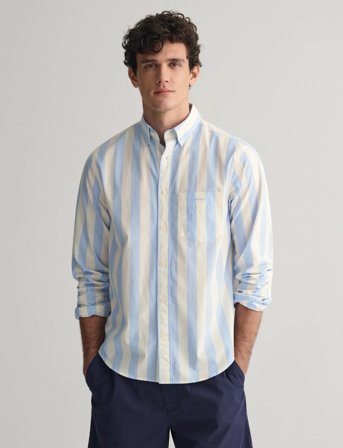 GANT Reg Poplin Parasol Stripe Shirt - Blue - L