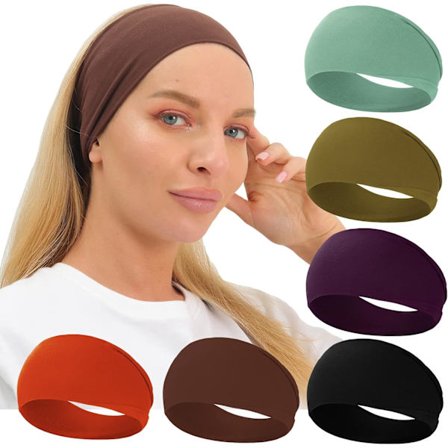 Træningspandebånd til kvinder, brede, skridsikre, superbløde yogapandebånd til løb, elastiske svedbånd til kvinder, ensfarvet pandebånd til kvinder