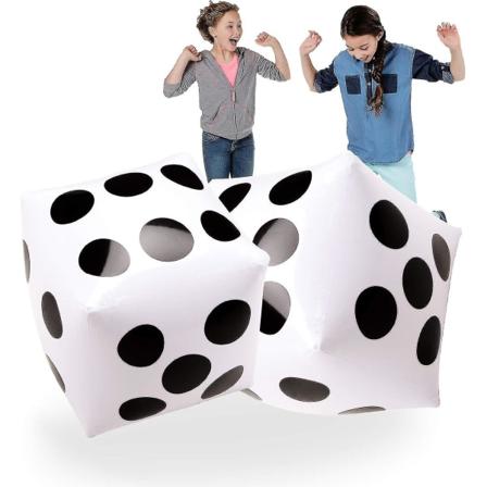 Novelty Place 2 stk. kæmpe oppustelige terninger, 50 cm/20 tommer hvide og sorte jumbo terninger til indendørs og udendørs bredt spil, Ludo og 