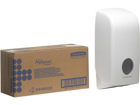 Aquarius (Kimberly-Clark) Dispenser för toalettpapper, vitt, 169 x 123 x 338mm - Lyreco - Städ och hygien - Toalettpapper och torkpapper - System - 