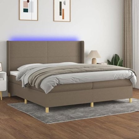 Maison Exclusive - Seng med lameller, madras og LED Taupe 200x200 cm Stof