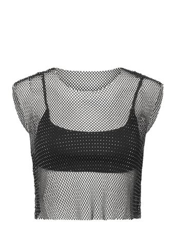 Calytrix Sparkle Top Crop Tops Sleeveless Crop Tops Svart AllSaints*Betinget Tilbud