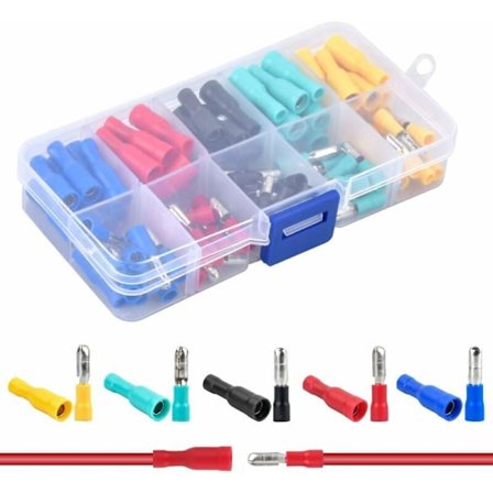 100 Elektriske bøsninger, runde elektriske til krympning af kabelkonnektorer