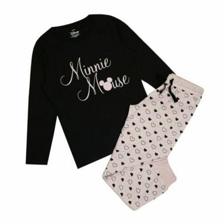 Disney Dam/ladies Minnie Mouse Script Långärmad Lång Pyja