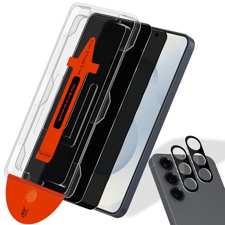 2-PACK Samsung S25 FE Privacy Skærmbeskytter & 2-PACK linsebeskytter - Hærdet Glas | [Automatisk Installation] - Boblefri