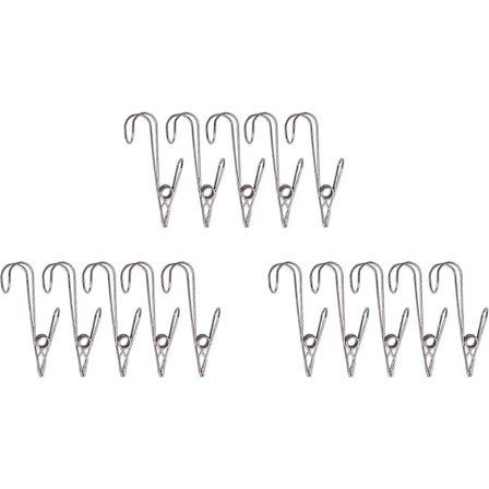 15-pack Klädnypor i Metall med Krok för Kontor Badrum Kök m.m.