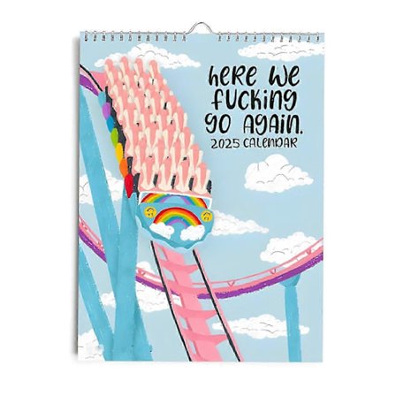 Her går vi igjen Kalender 2025, Morsom Kalender 2025 Planlegger, Nyhet Planleggings Veggkalender Notatblokker for Hjem Kontor