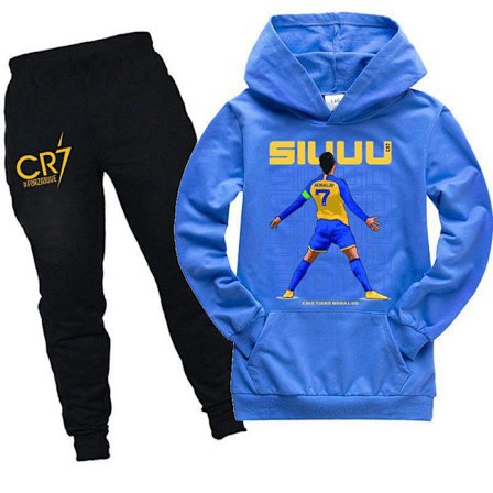 CR7 Ronaldo Gutters Treningsdress Fotball Hettegenser Sweatshirt Topp + Bukser Antrekk