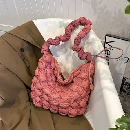 Skulderveske Puffy Håndveske MØRK ROSA