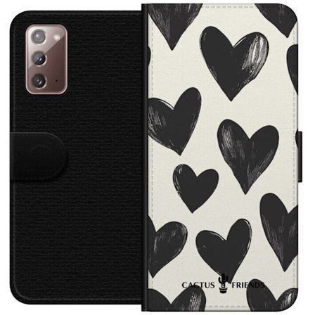 Kompatibel Tegnebogsetui til Samsung Samsung Galaxy Note20 Cactus and Friends - Bold Black Love Pattern