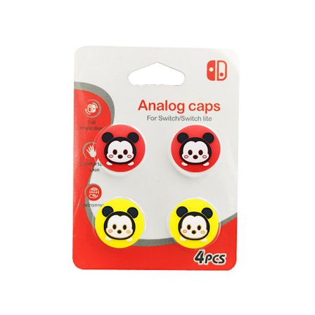 4 st söta tumgreppskydd för Nintendo Switch / Lite / OLED, Joy-Stick-knappskydd, ergonomiskt lock för NS-kontroller Joy-Cons (röd + gul)