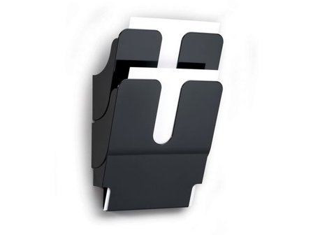 Durable Blankettfack Flexiplus väggmonterat, 2 fack, 23 mm, A4, 360 x 250 x 100 mm, svart - Lyreco - Kontorsmaterial - Till skrivbordet - Blankettfack