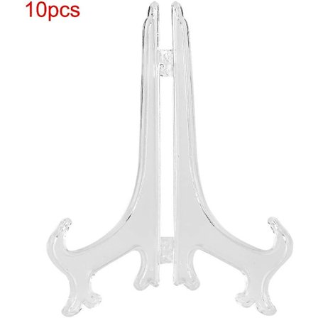 10 stk Brettstativ i plast, sammenleggbart, hvitt, dekorativt stativ for bilderammer (17,5 cm)