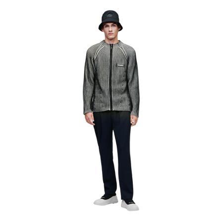 Karl Lagerfeld Bi-Colour Rib Cardigan Sort, Herre Cardigans