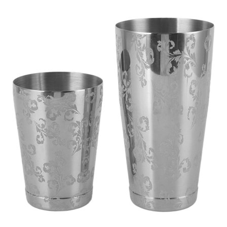 Rustfrit stål graveret cocktail shaker Boston stil sølv martini mixer