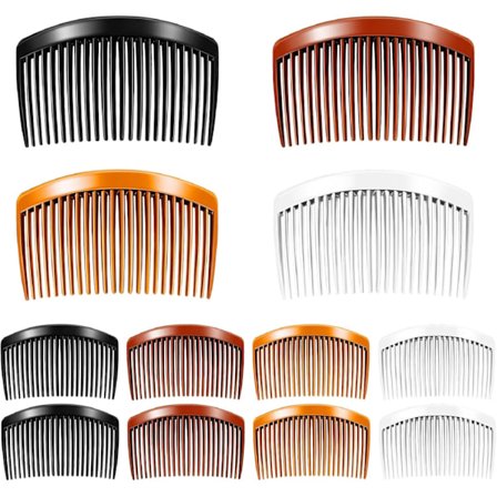 12 Stk. Fransk Side Hår Twist Kam Plast Dekorativ Hårkam til Kvinder Tilbehør med Tænder Styling Twist Side Clips Luft Tynd (23 Tænder)