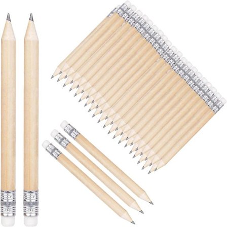 Mini Blyanter 50-pak med Viskelæder 10 cm Kort Træblyant til