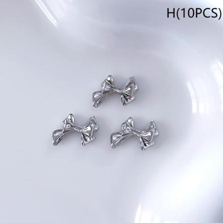 10 kpl Alloy Bownot Nails Art Decoration Sliver Gold Nail Charms H