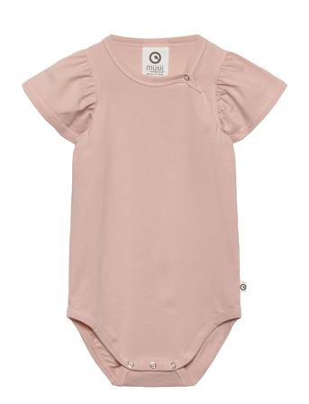 Cozy Me S/S Frill Body Bodies Short-sleeved Lyserød Müsli By Green Cotton