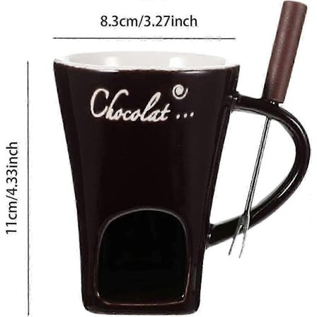 Chokladfondue Mugg Kaffekopp Chokladsmältningsmugg med Gaffel Fonduegryta Värmare Mugg Godis Hot Pot[GKS] kaffe