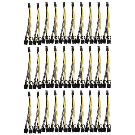 30 stk 6-pin til dobbel PCIe 8-pin (6+2) grafikkort PCI Express strømadapter GPU VGA Y-splitter forlengelse