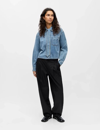 Object Objvilma L/S Re Short Denim Shirt 142 - Blue - S