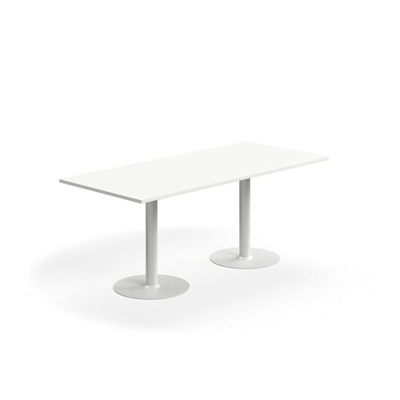 Pöytä ALVA, 1800x800x720 mm, lattiaan kiinnitettävä, korkeapainelaminaatti, valkoinen