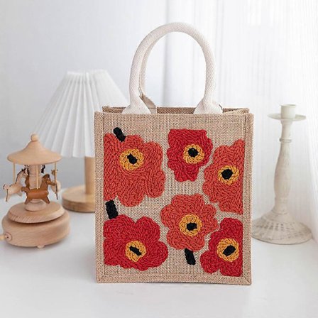 Broderisett for nybegynnere med linstoffveske, enkelt broderi korsstingsett inkludert trykt broderiveske