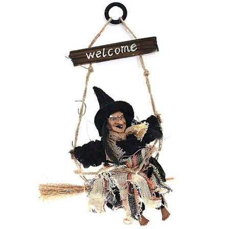 Halloween Hängande Flygande Häxa Med Kvast Ornament Dörr Vägg Party Dekoration