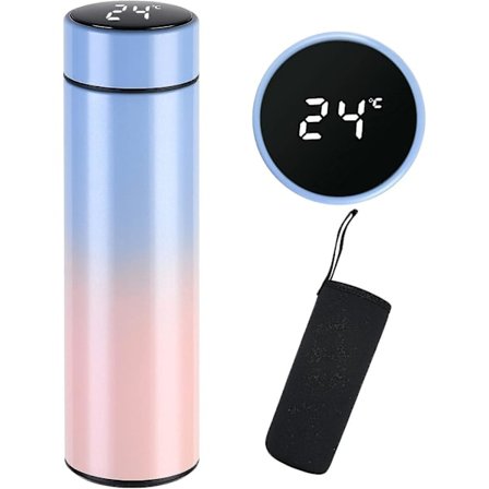 Resemuggar, isolerad vattenflaska, 500 ml LED-temperaturdisplay Smart vattenkopp, 304 rostfritt stål vakuumdrinkflaskor, varm och kall Spor