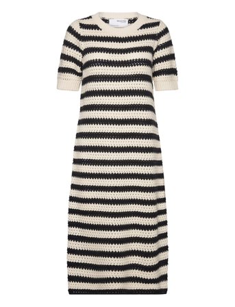 Slfalby Ss Long Knit Dress Cream Selected
