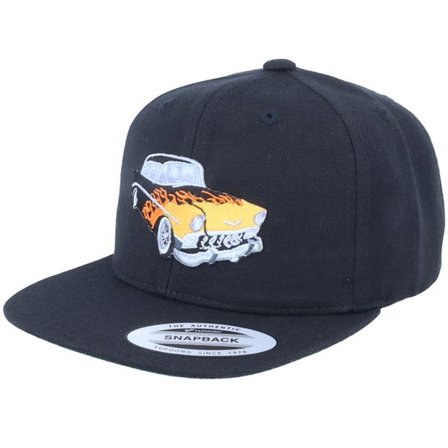 Kiddo Cap - Svart snapback Keps - Kids Flaming Car Black Snapback @ Hatstore