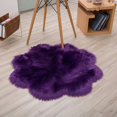 Faux fårskinn ullmatta, fluffig mjuk syntetisk fårskinn lyxig ull soffa matta kudde dekorera ditt vardagsrum och sovrum (45cm, lila)
