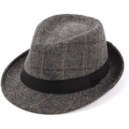 Acsergery Miesten Klassinen Ruudullinen Manhattan Jäykkä Gangsteri Trilby Fedora -hattu Kuubalainen Tyyli Lahja