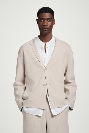 COS Männer Einreihiger Gestrickter Blazer Aus Leinen in Grün